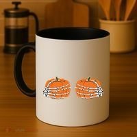 Funny Skeleton Hands Pumpkin Boobs Coffee Mug thumb 4