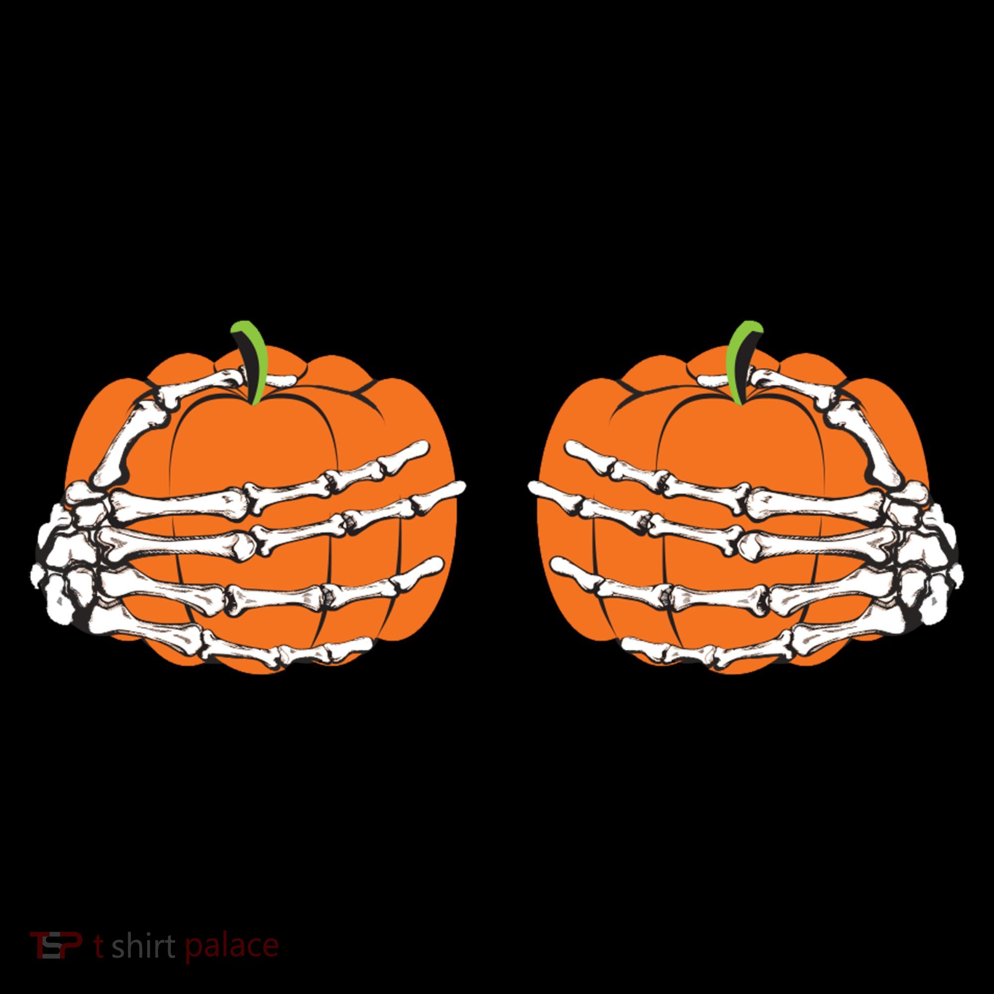 Funny Skeleton Hands Pumpkin Boobs Coaster