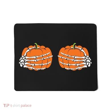 Funny Skeleton Hands Pumpkin Boobs Mousepad