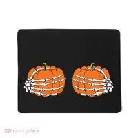 Funny Skeleton Hands Pumpkin Boobs Mousepad thumb 0