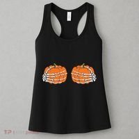 Funny Skeleton Hands Pumpkin Boobs Women's Tank Top thumb 3