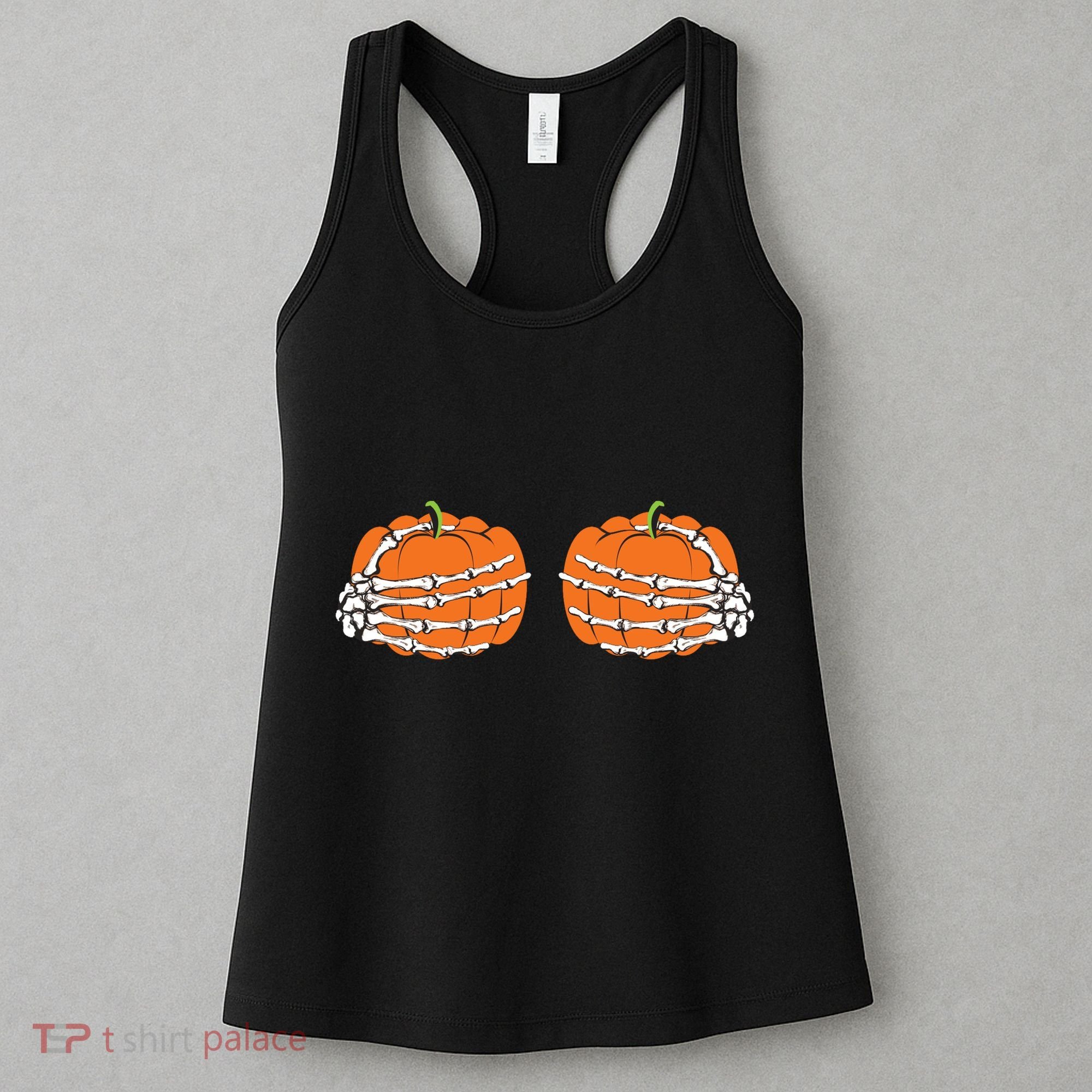 Funny Skeleton Hands Pumpkin Boobs Women's Tank Top
