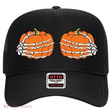Funny Skeleton Hands Pumpkin Boobs Hat