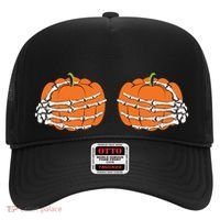 Funny Skeleton Hands Pumpkin Boobs Hat thumb 0