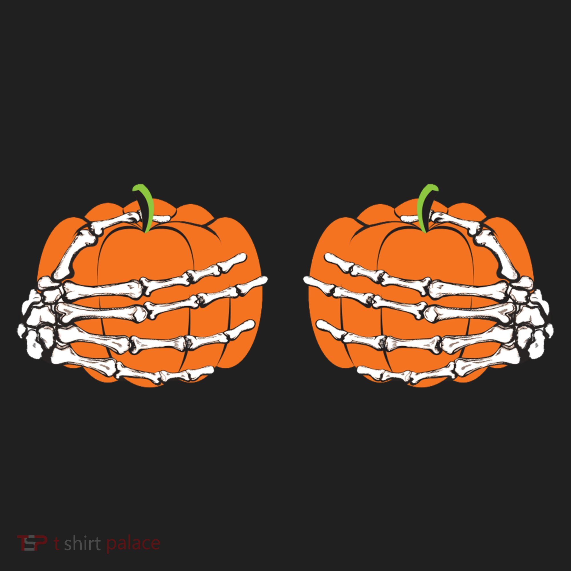 Funny Skeleton Hands Pumpkin Boobs Hat