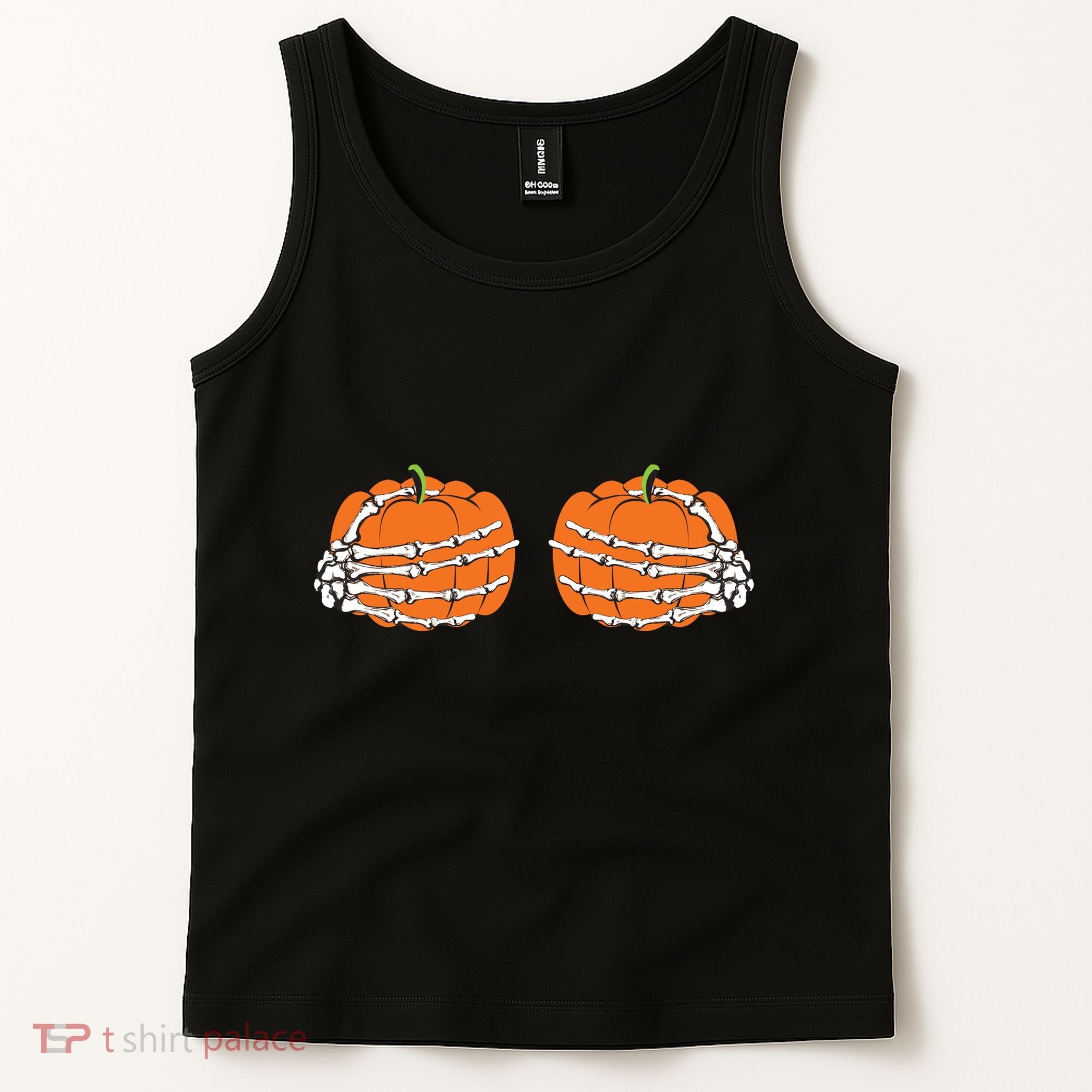 Funny Skeleton Hands Pumpkin Boobs Tank Top
