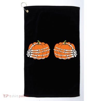 Funny Skeleton Hands Pumpkin Boobs Golf Towel