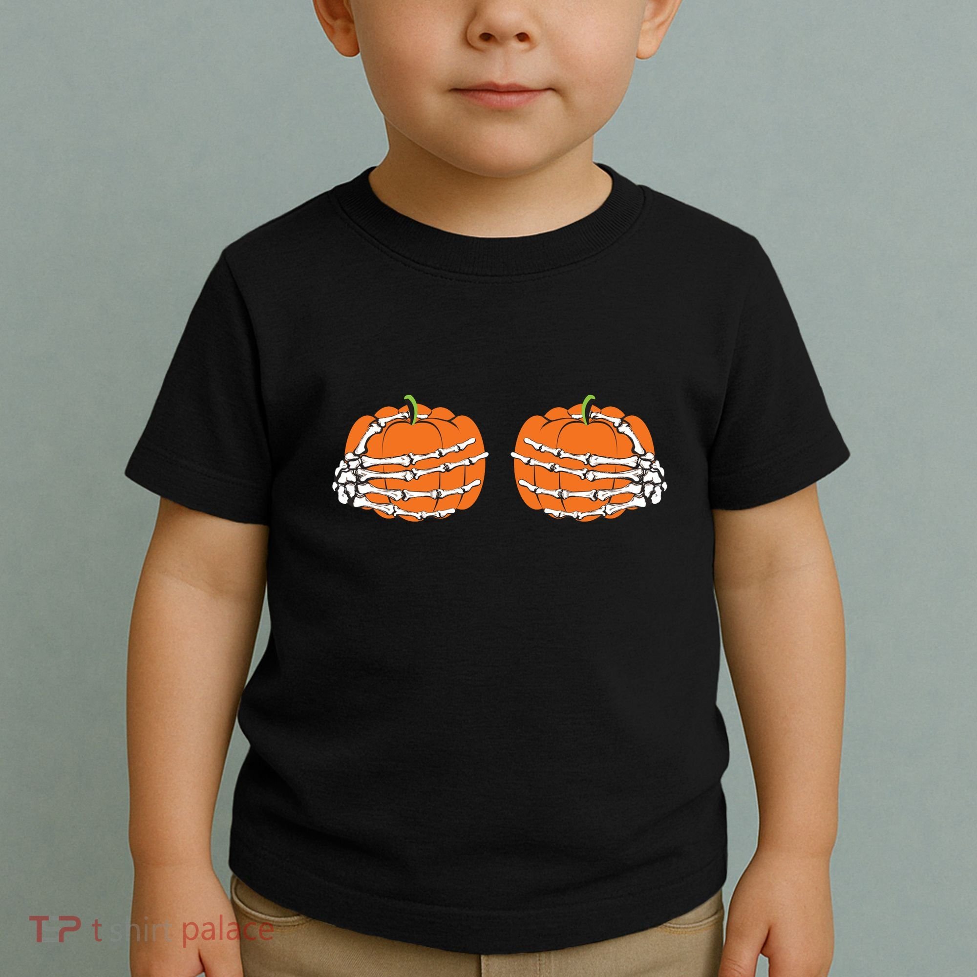 Funny Skeleton Hands Pumpkin Boobs Toddler T-Shirt