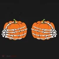 Funny Skeleton Hands Pumpkin Boobs Kids Long Sleeve Shirt thumb 2