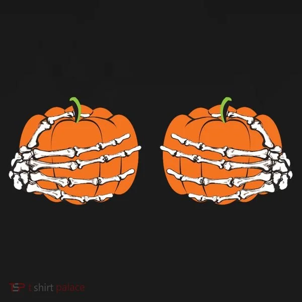 Funny Skeleton Hands Pumpkin Boobs Kids Long Sleeve Shirt