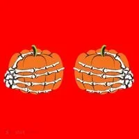 Funny Skeleton Hands Pumpkin Boobs Santa Hat thumb 1
