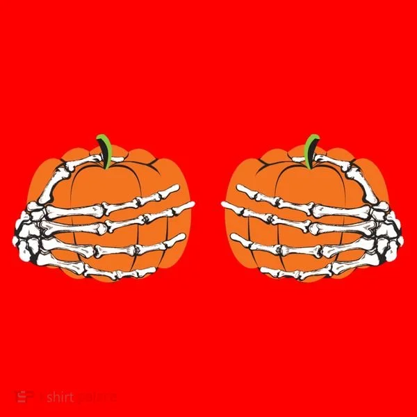 Funny Skeleton Hands Pumpkin Boobs Santa Hat