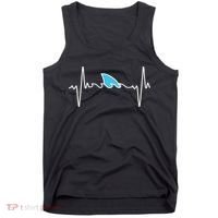 Funny Shark Heartbeat Cute Shark Tank Top thumb 0