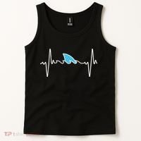 Funny Shark Heartbeat Cute Shark Tank Top thumb 2