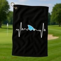 Funny Shark Heartbeat Cute Shark Golf Towel thumb 1