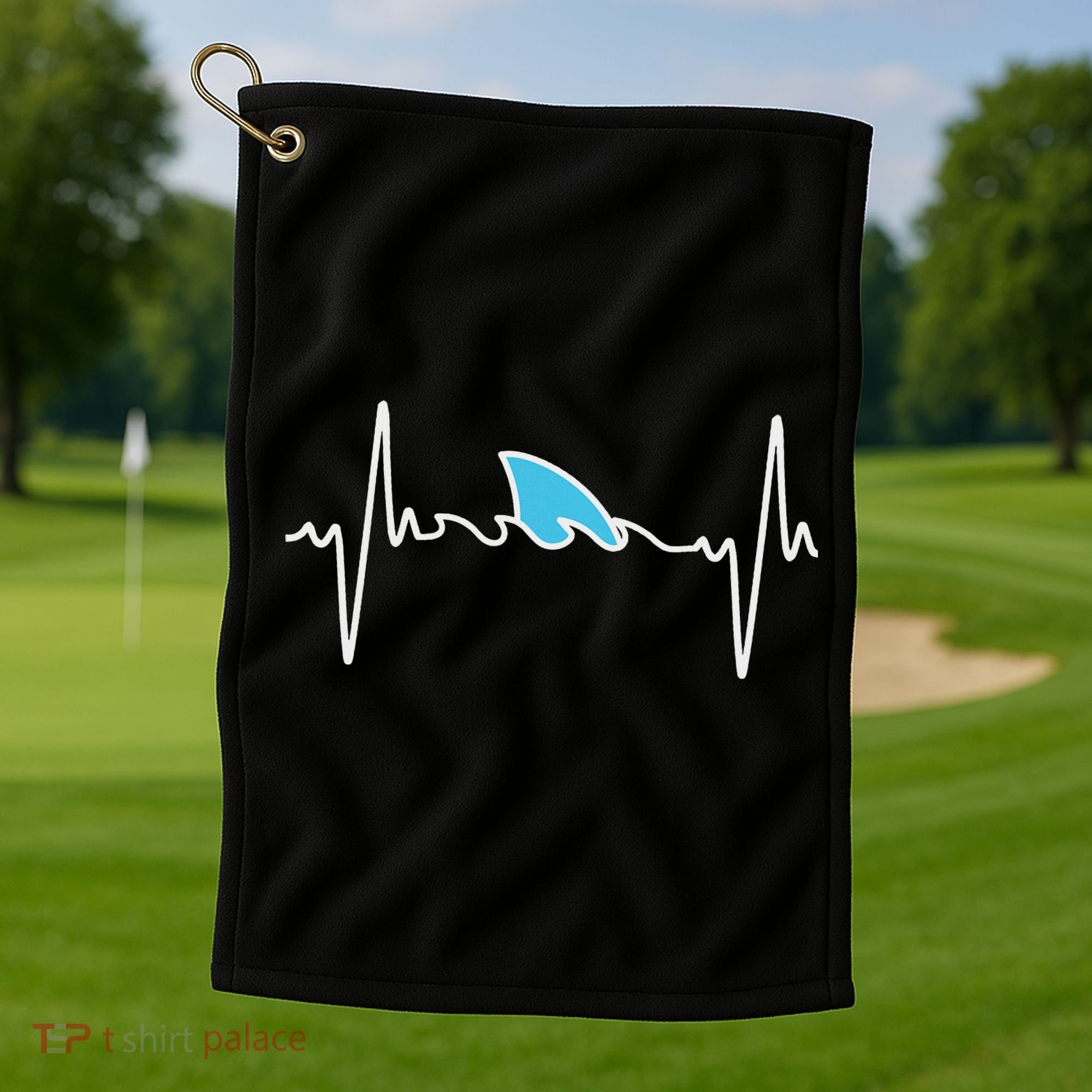 Funny Shark Heartbeat Cute Shark Golf Towel