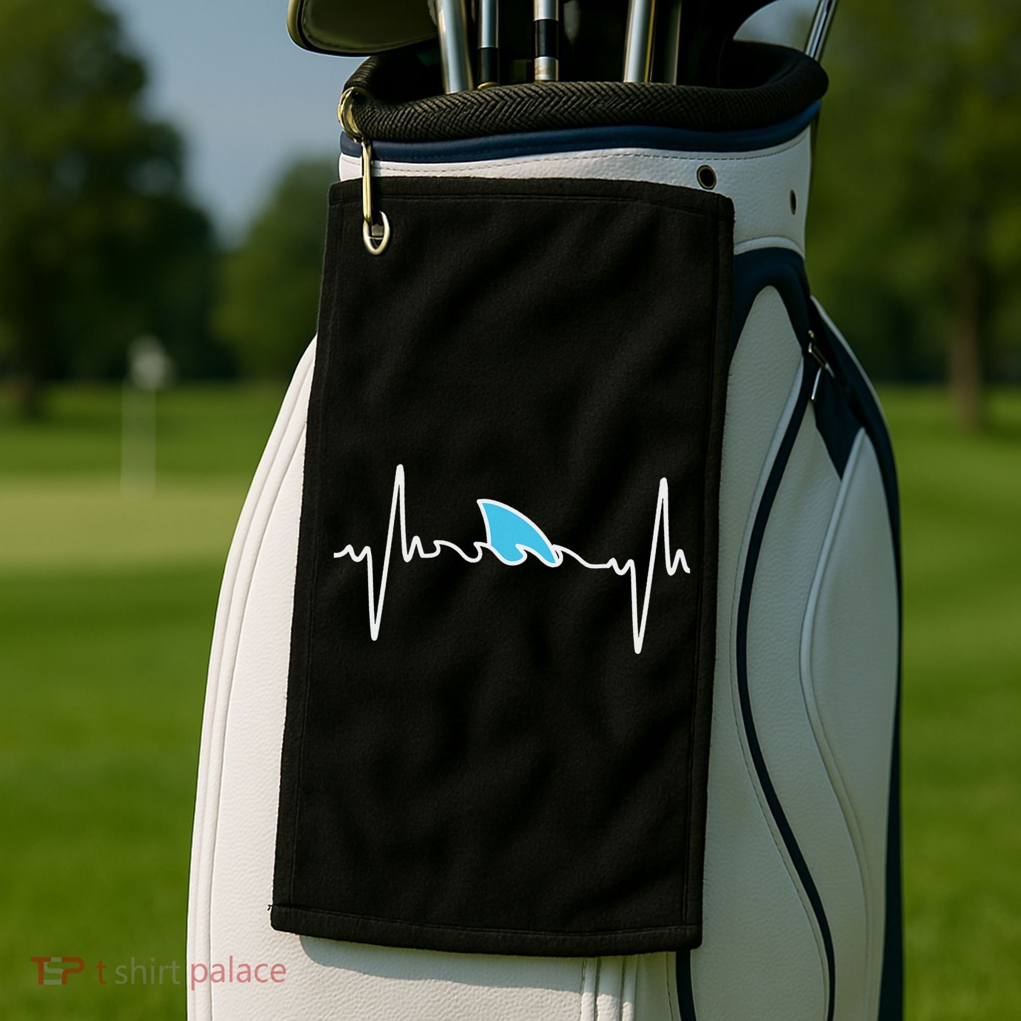 Funny Shark Heartbeat Cute Shark Golf Towel