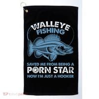 Fishing Saved Hooker Star Fisher Fish Walleye Gift Golf Towel thumb 0