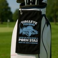 Fishing Saved Hooker Star Fisher Fish Walleye Gift Golf Towel thumb 2