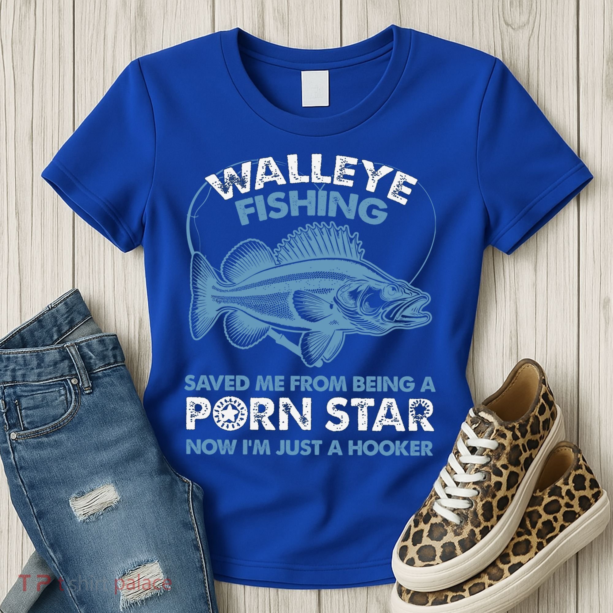 Fishing Saved Hooker Star Fisher Fish Walleye Gift Women's T-Shirt