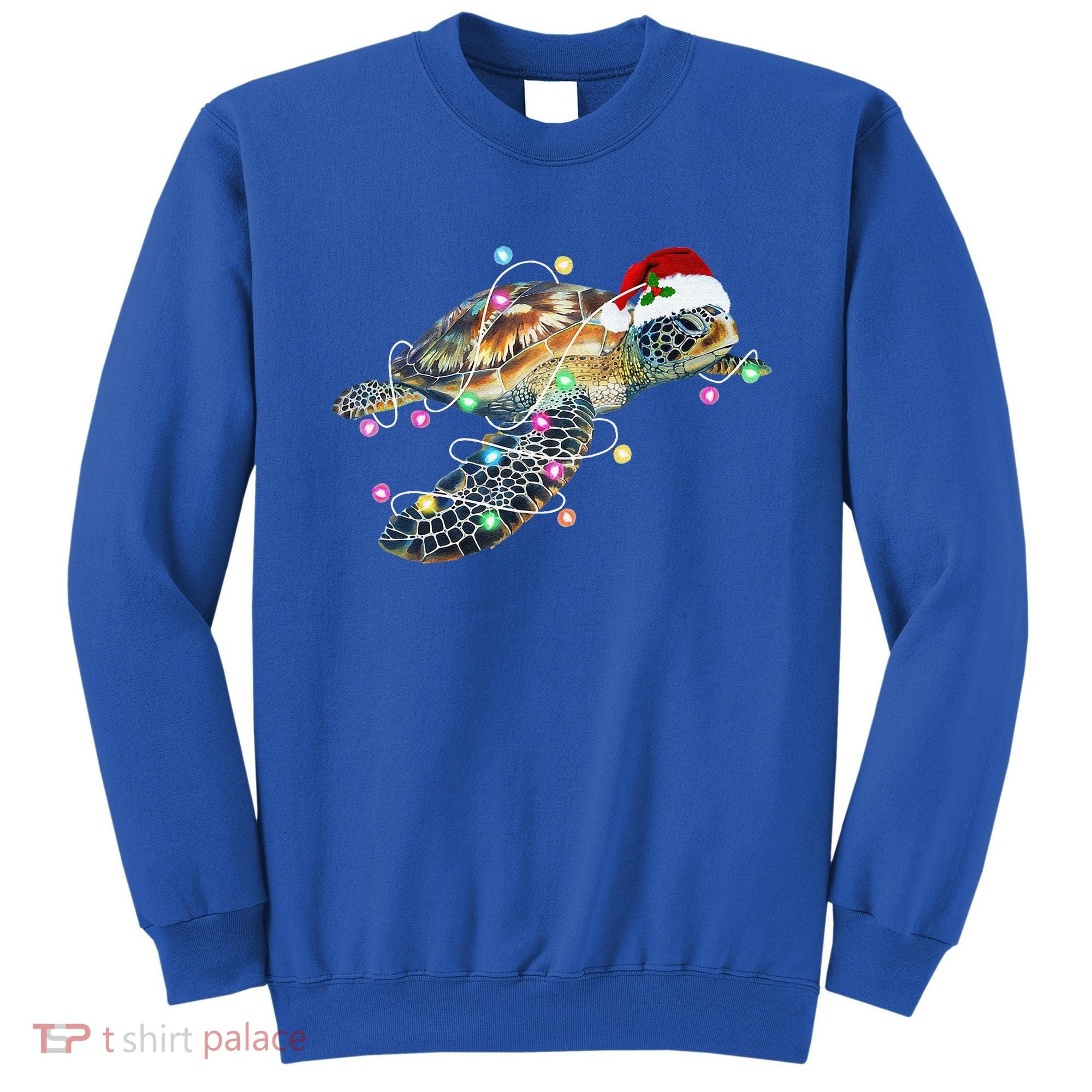 Funny Santa Hat Sea Turtle Christmas Lights Family Matching Sweatshirt