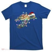 Funny Santa Hat Sea Turtle Christmas Lights Family Matching T-Shirt thumb 0