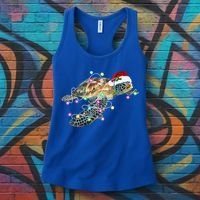 Funny Santa Hat Sea Turtle Christmas Lights Family Matching Women's Tank Top thumb 3
