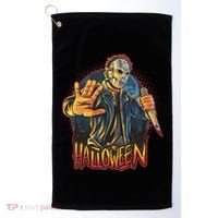 Funny Scary Halloween Jason Golf Towel thumb 0