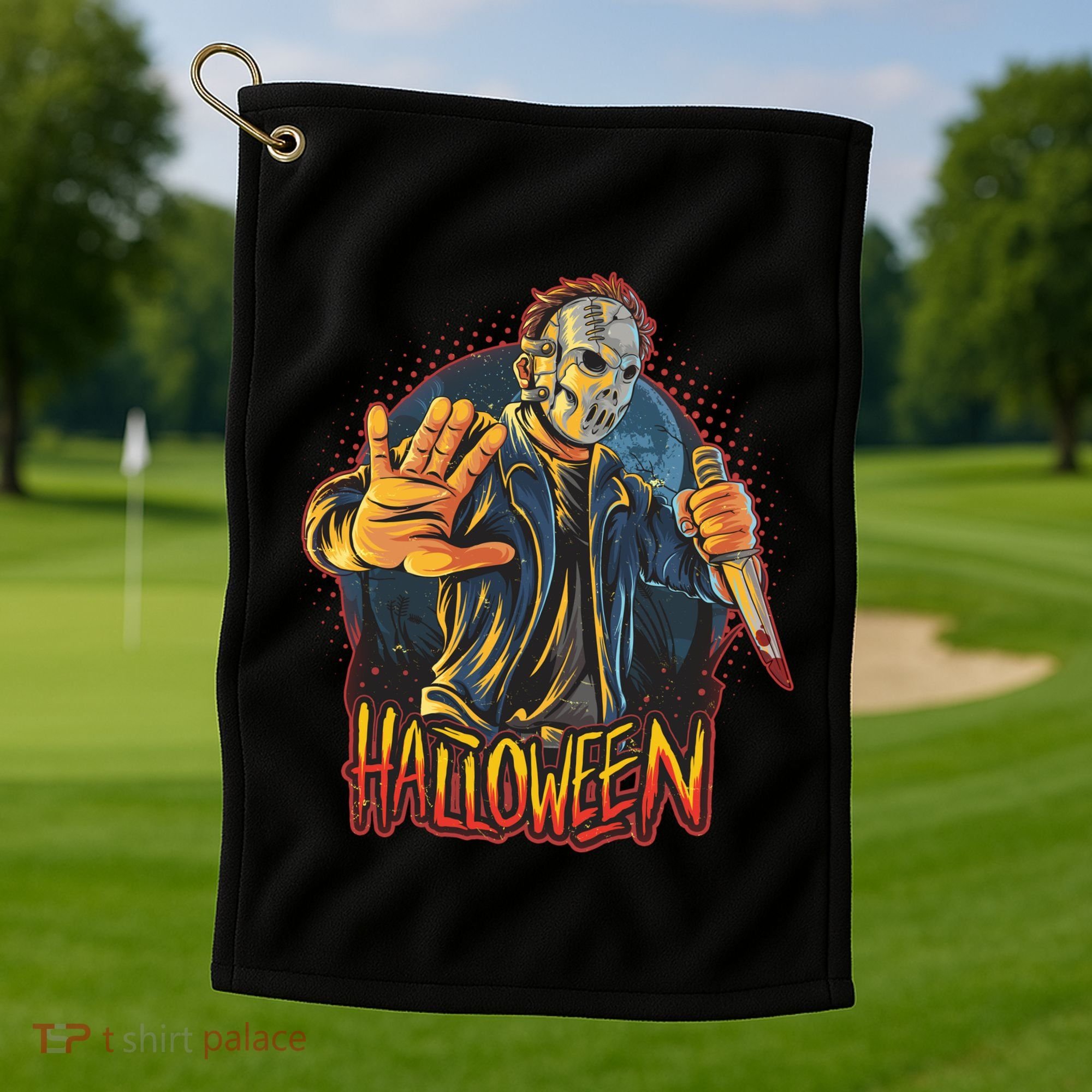 Funny Scary Halloween Jason Golf Towel