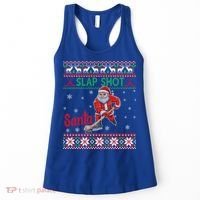 Funny Santa Hockey Christmas Gift Santa Ugly Sweater Cute Gift Women's Tank Top thumb 0