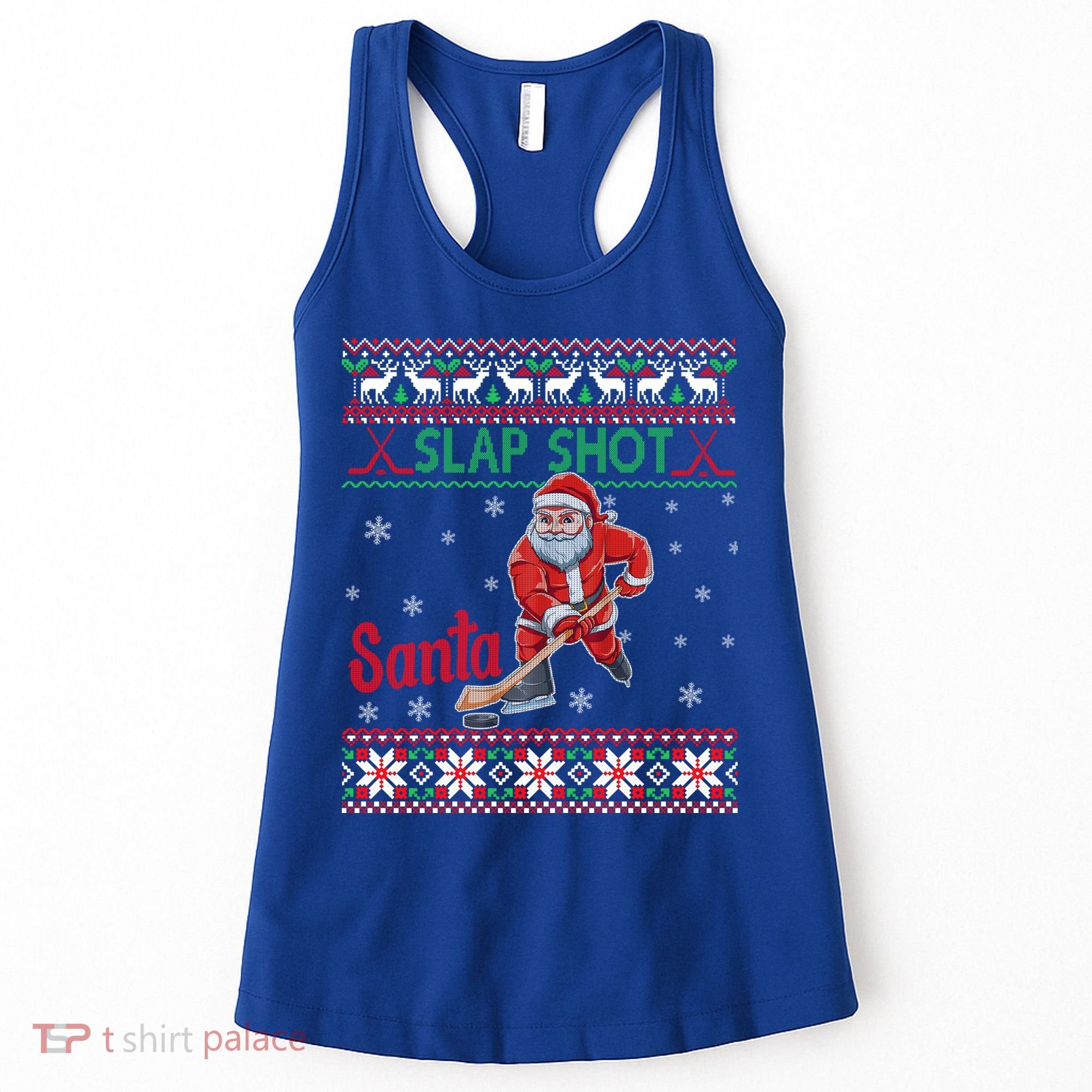 Funny Santa Hockey Christmas Gift Santa Ugly Sweater Cute Gift Women's Tank Top