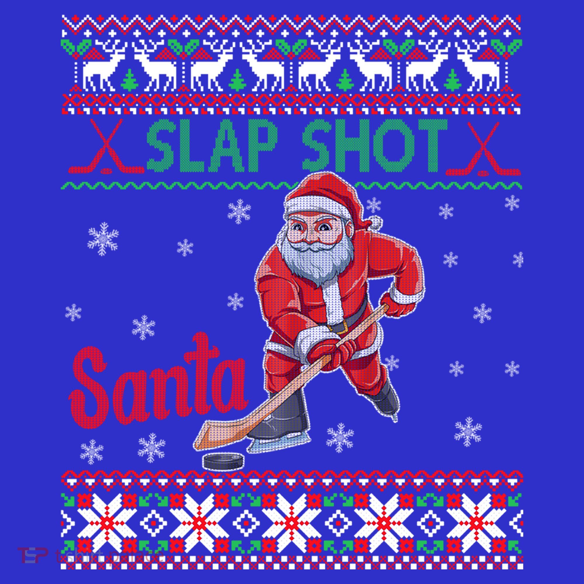 Funny Santa Hockey Christmas Gift Santa Ugly Sweater Cute Gift Women's Tank Top