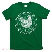 Funny She Is Beauty She Is Grace Vintage Hen Chicken T-Shirt thumb 0