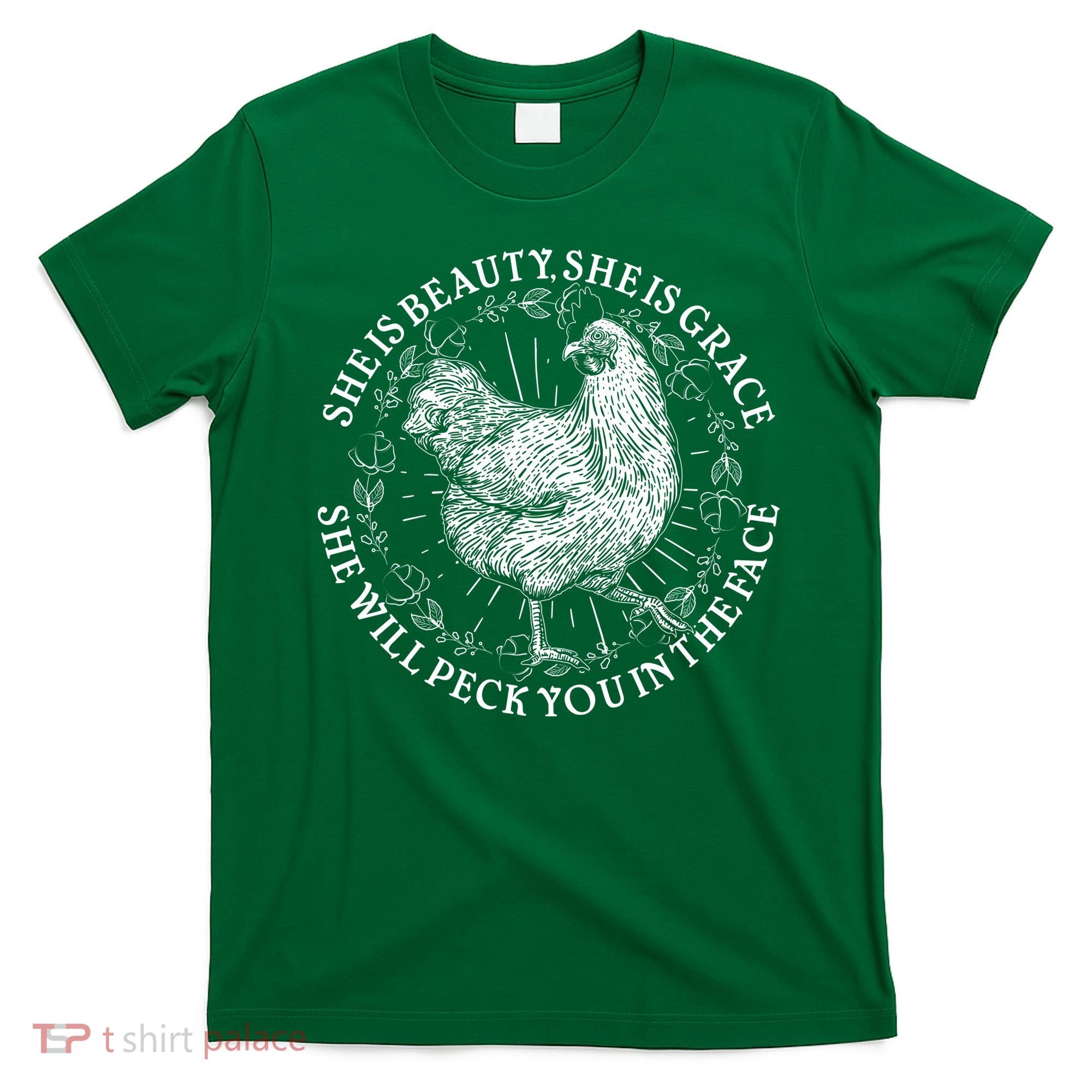 Funny She Is Beauty She Is Grace Vintage Hen Chicken T-Shirt