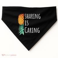 Funny Sharing Is Caring Upside Down Pineapple Swinger USA-Made Doggie Bandana thumb 0