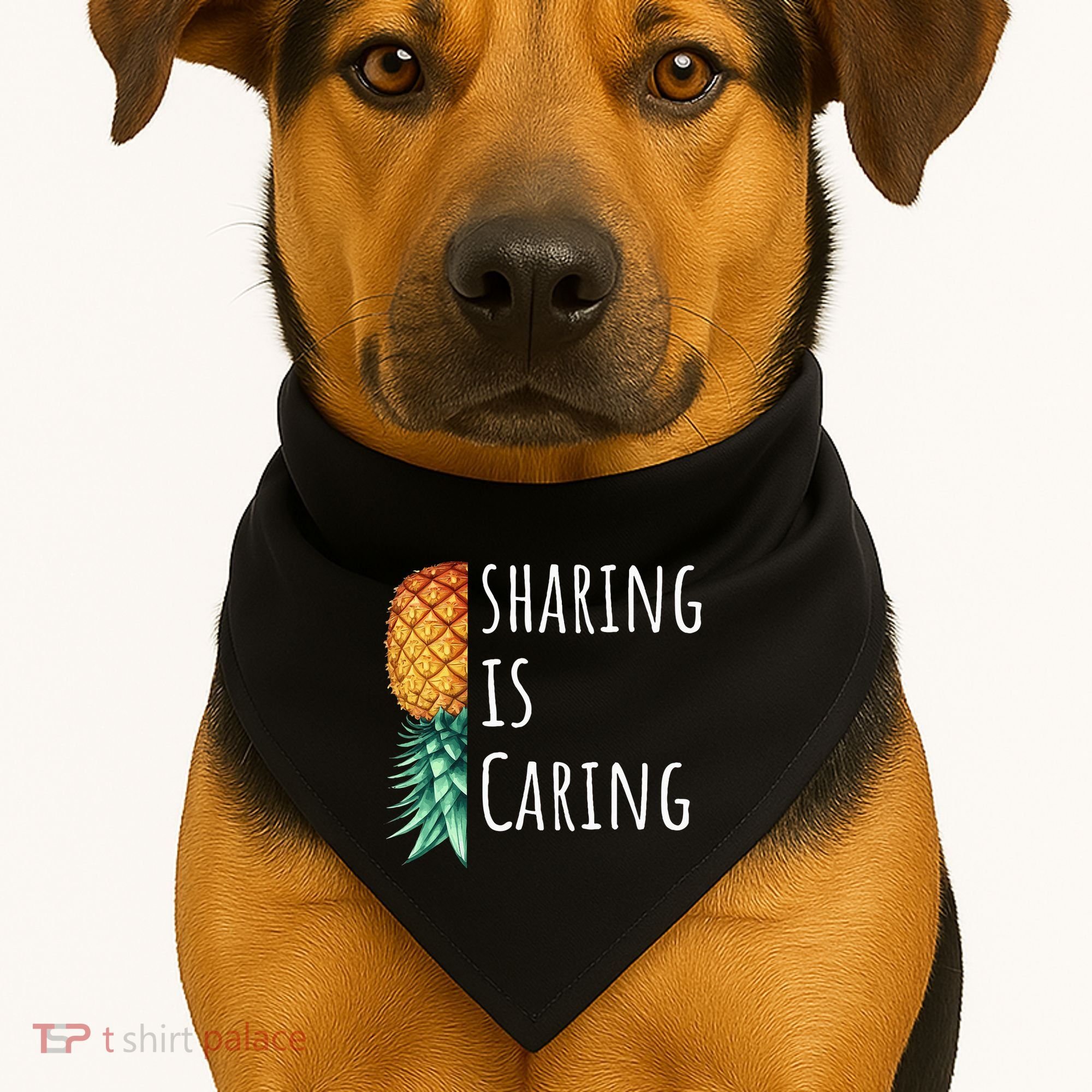 Funny Sharing Is Caring Upside Down Pineapple Swinger USA-Made Doggie Bandana
