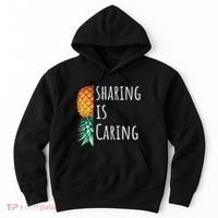 Funny Sharing Is Caring Upside Down Pineapple Swinger Hoodie thumb 0