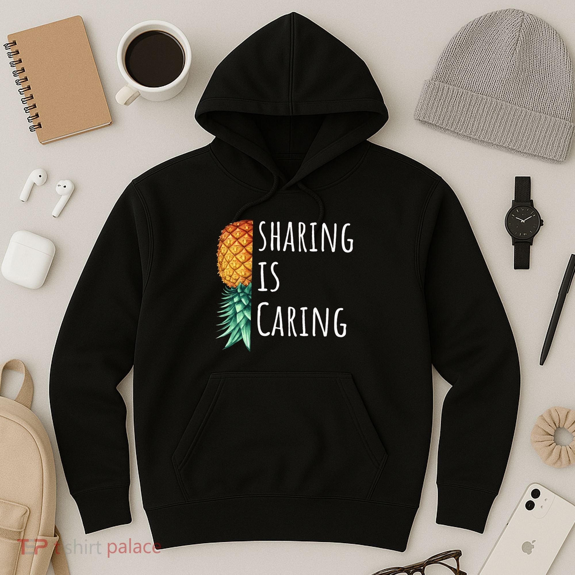 Funny Sharing Is Caring Upside Down Pineapple Swinger Hoodie