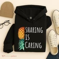 Funny Sharing Is Caring Upside Down Pineapple Swinger Hoodie thumb 4