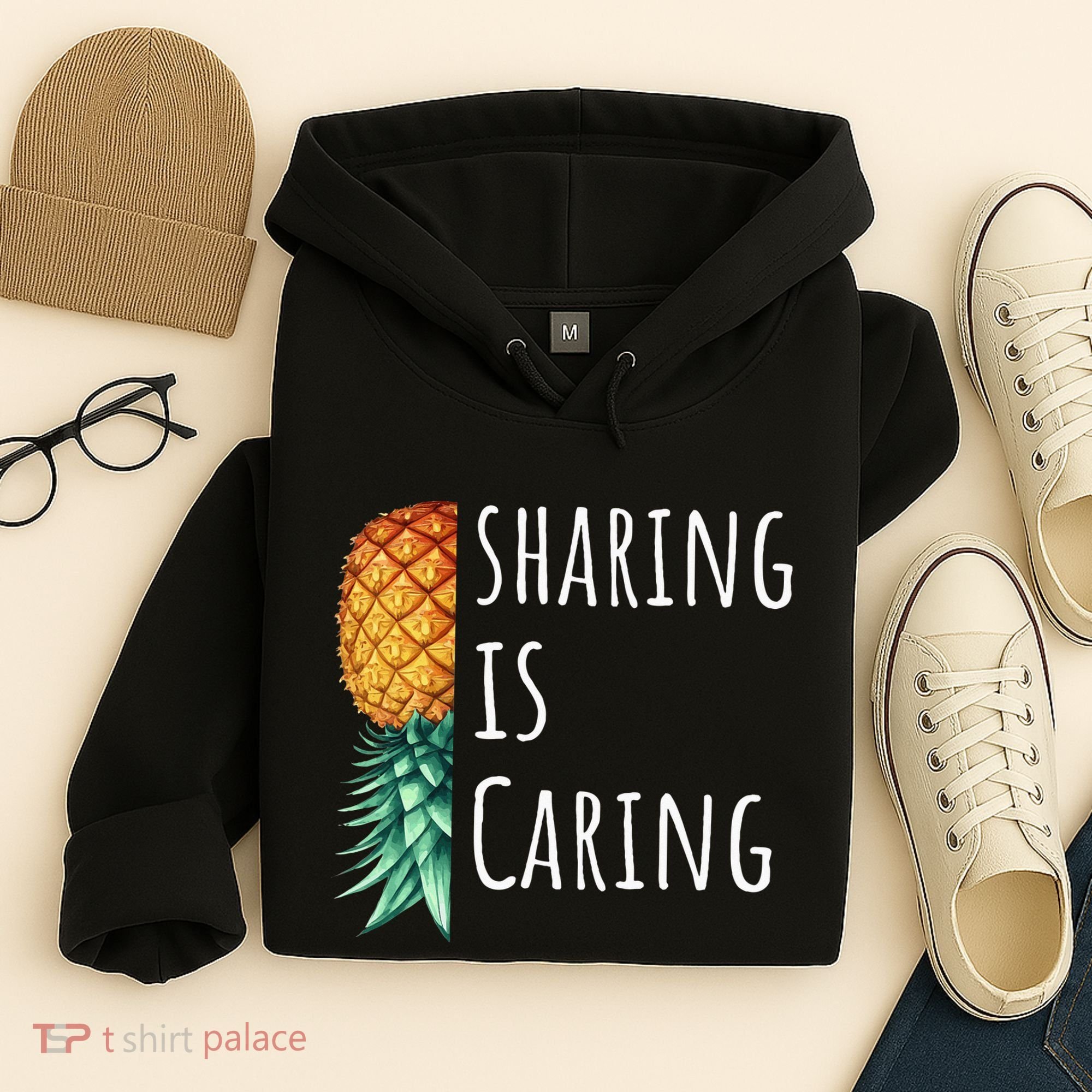 Funny Sharing Is Caring Upside Down Pineapple Swinger Hoodie