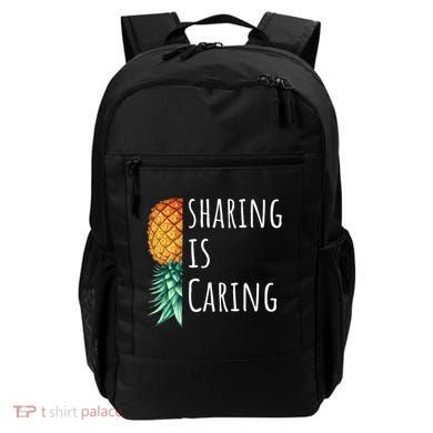 Funny Sharing Is Caring Upside Down Pineapple Swinger Backpack