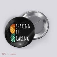 Funny Sharing Is Caring Upside Down Pineapple Swinger Button thumb 0