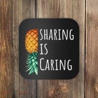 Funny Sharing Is Caring Upside Down Pineapple Swinger Coaster thumb 0