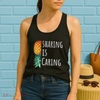 Funny Sharing Is Caring Upside Down Pineapple Swinger Women's Tank Top thumb 2