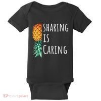 Funny Sharing Is Caring Upside Down Pineapple Swinger Baby Bodysuit thumb 0
