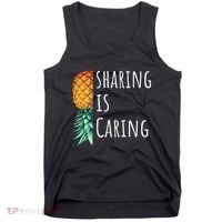 Funny Sharing Is Caring Upside Down Pineapple Swinger Tank Top thumb 0