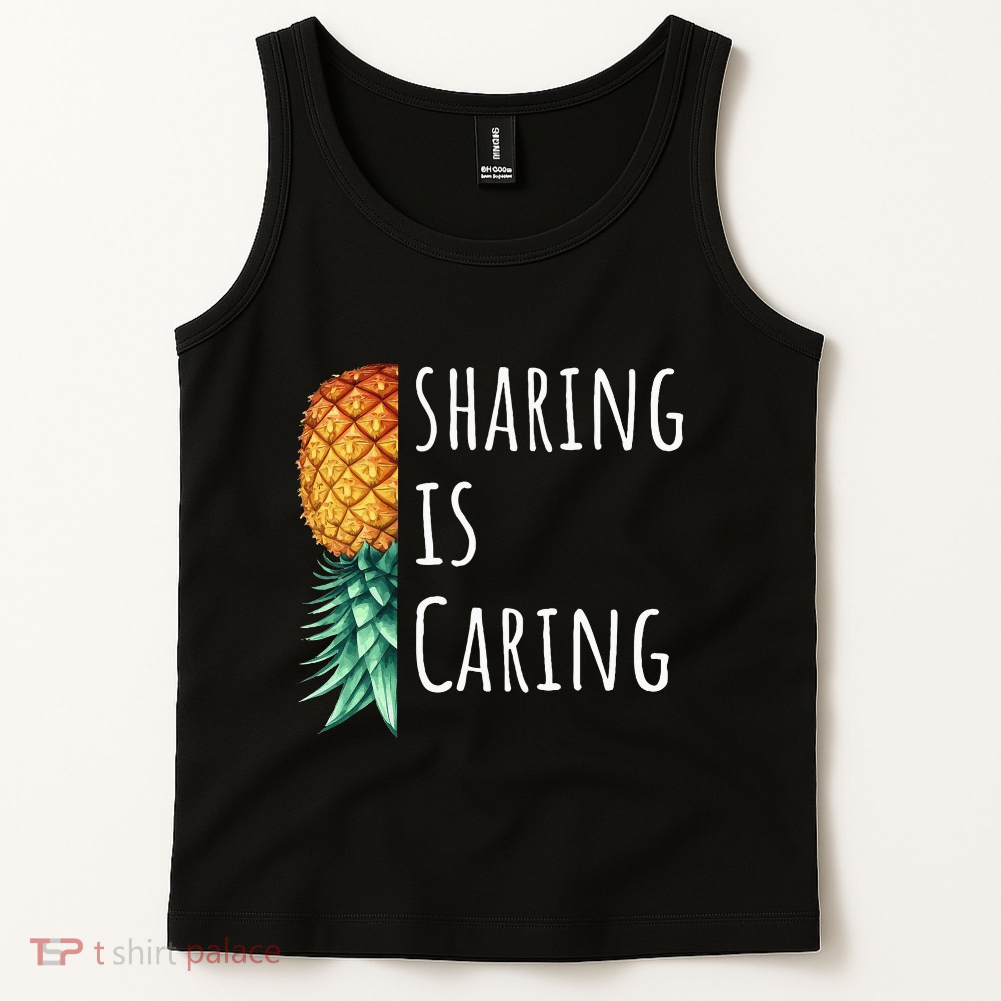 Funny Sharing Is Caring Upside Down Pineapple Swinger Tank Top