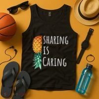 Funny Sharing Is Caring Upside Down Pineapple Swinger Tank Top thumb 4