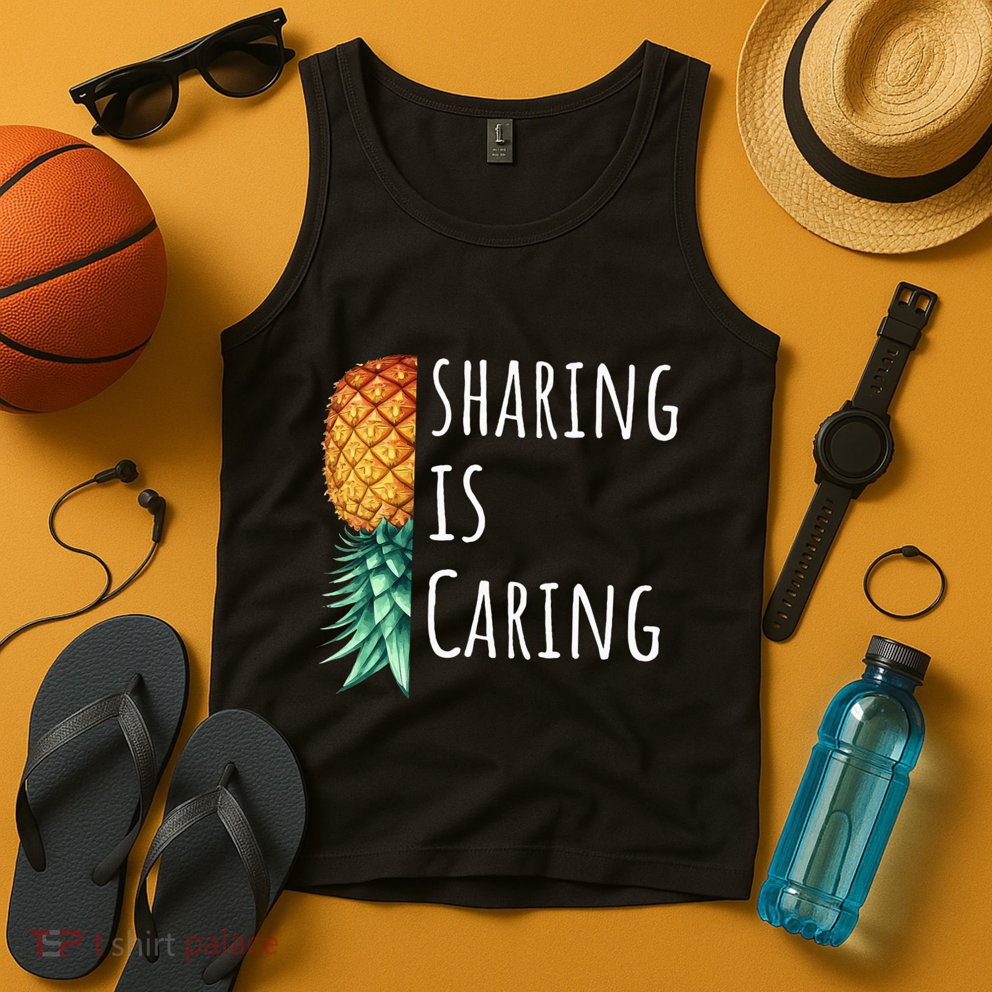 Funny Sharing Is Caring Upside Down Pineapple Swinger Tank Top