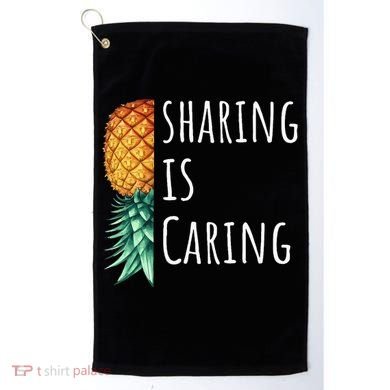 Funny Sharing Is Caring Upside Down Pineapple Swinger Golf Towel